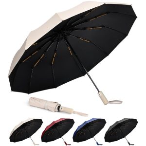 Aolso Strong Windproof Automatic Umbrellas, 24 Strong Ribs Umbrella, 99% UV Protection, One Button Auto Open and Close, Compact Travel Umbrella, Portable Folding Umbrella for...