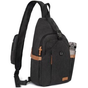 OSOCE Canvas Sling Bag for Men, Anti Theft Crossbody Bags Cross Body Chest Backpack for Women with Tunnel Lock Exterior Zipper Travel Outdoor Hiking