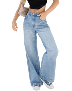 SANSIWU Womens Y2K Baggy High Waist Straight Wide Leg Ripped Jeans ButterflySolid Color Wide Leg Casual Streetwear Denim Pants (C-Dark Blue, X-Large)