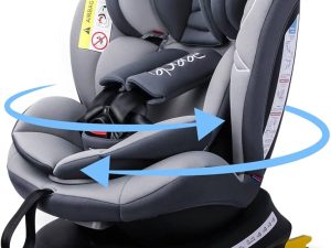 Reecle 360 Swivel Baby Car Seat with ISOFIX, Group 0+1/2/3 (0-36 kg), Approx. 0-12 Years (Grey)