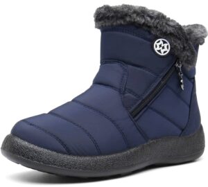 Brand New Gaatpot Women Winter Warm Snow Boots Ladies Slip On Water-resistant Outdoor Fur Lined Ankle Booties Shoes Blue(Navy) Size 8 UK :260(42) CN