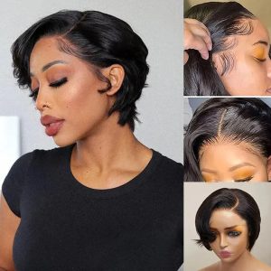 Fereowth 13x4 Lace Front Short Pixie Cut Wigs Short Human Hair Wigs