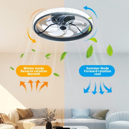 40CM Diameter Black Ceiling Fan with Light - Image 6