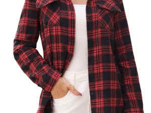 Totatuit Flannel Checked Long Sleeve Top for Women