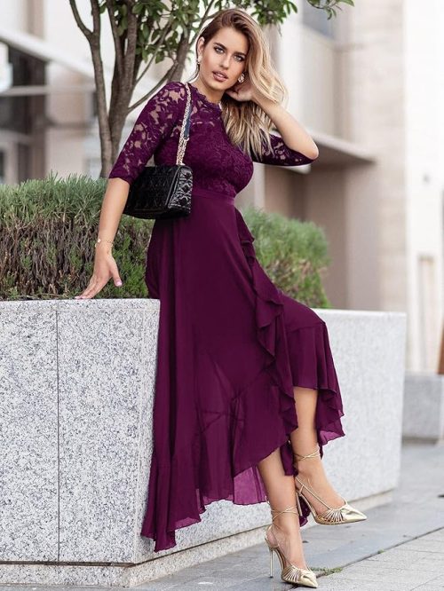 MIUSOL Women's Elegant Scoop Neck Floral Lace Dress - Image 2