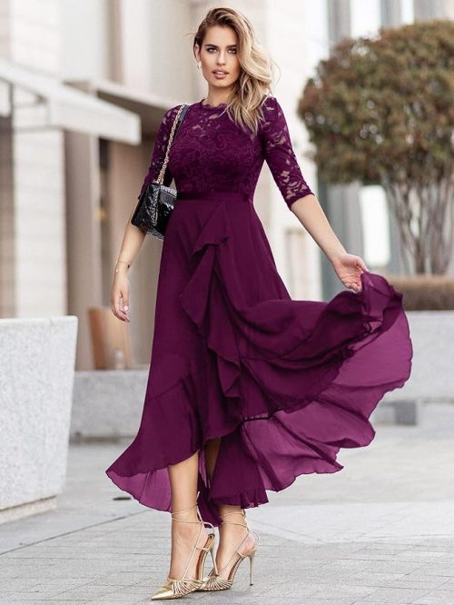 MIUSOL Women's Elegant Scoop Neck Floral Lace Dress - Image 3