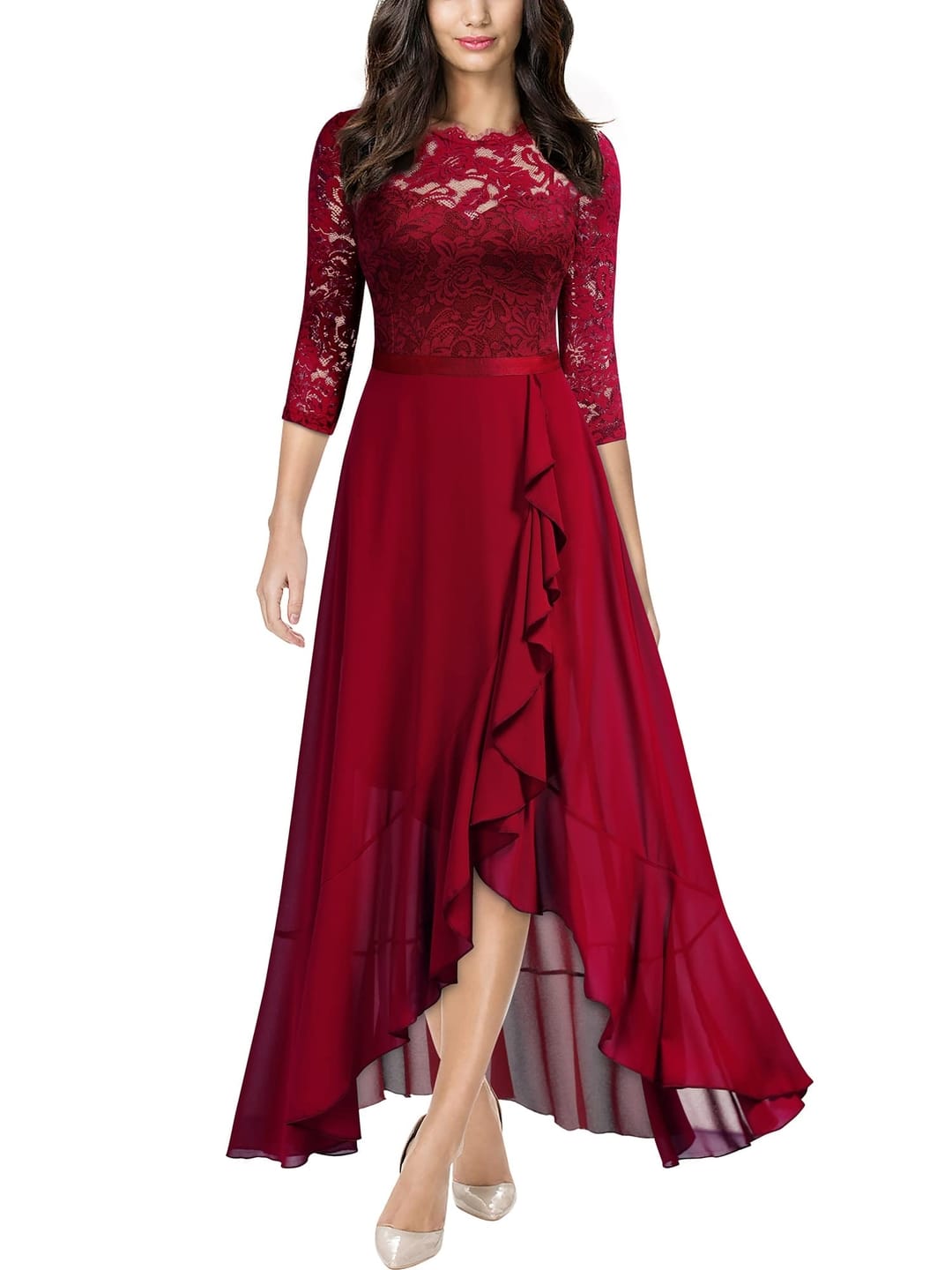 MIUSOL Women's Elegant Scoop Neck Floral Lace Dress