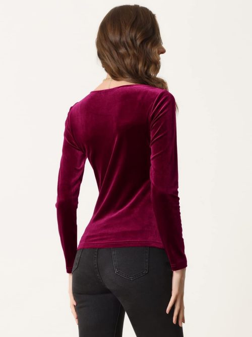 Allegra K Velvet Top for Women - Image 3