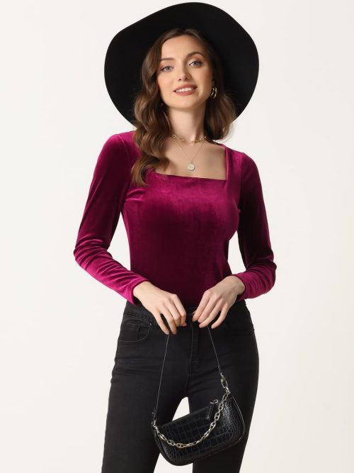 Allegra K Velvet Top for Women - Image 4