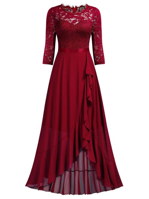 MIUSOL Women's Elegant Scoop Neck Floral Lace Dress - Image 5