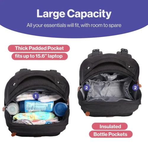 BabbleRoo Diaper Bag Backpack - Baby Essentials Travel Tote - Multi Function Waterproof Diaper Bag - Image 4