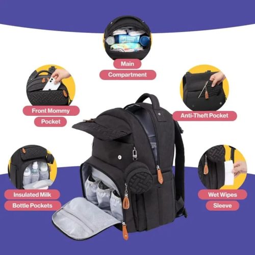 BabbleRoo Diaper Bag Backpack - Baby Essentials Travel Tote - Multi Function Waterproof Diaper Bag - Image 2