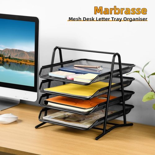 Marbrasse Desk Letter Tray Organizer Paper Tray Stackable - Image 2