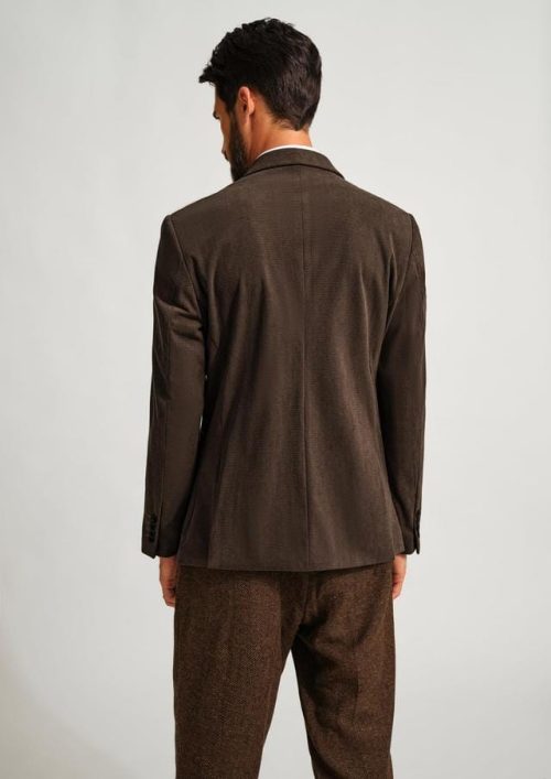 PJ PAUL JONES Mens Jackets Smart Casual Two Buttons Corduroy Jackets - Coffee Brown - Image 5