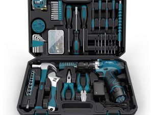 Sundpey Home Tool Kit 206-PCs - Household Tool Set with 12V Cordless Drill Portable Starter Power Tool Combo Kits