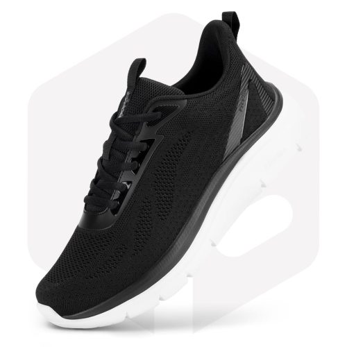 FitVille Extra Wide Fit Trainers for Men Lace-Up Arch Support Road Running Shoes Lightweight Athletic Sneakers for Gym Fitness Jogging Walking, Black 2, 8.5 X-Wide - Image 2